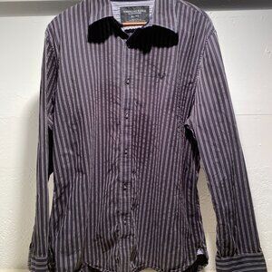 American Eagle Men's Vintage Striped Collar Button Down Shirt